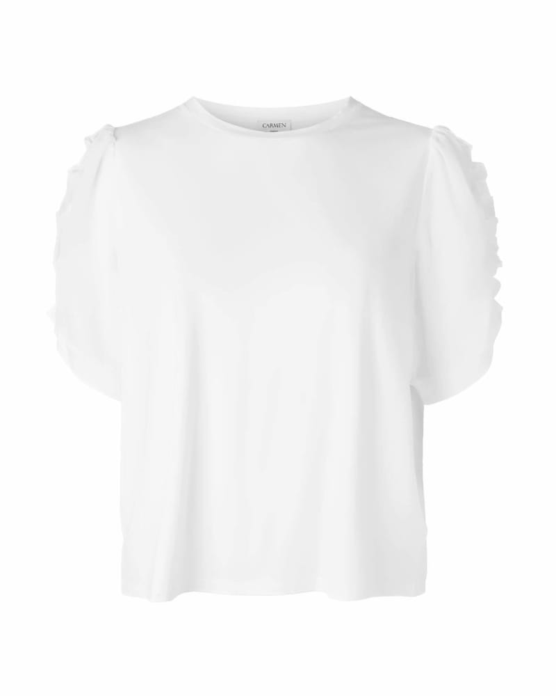 Front of a size 1X Ella Blouson Sleeve Jersey Top in White Star by CMV. | dia_product_style_image_id:283453